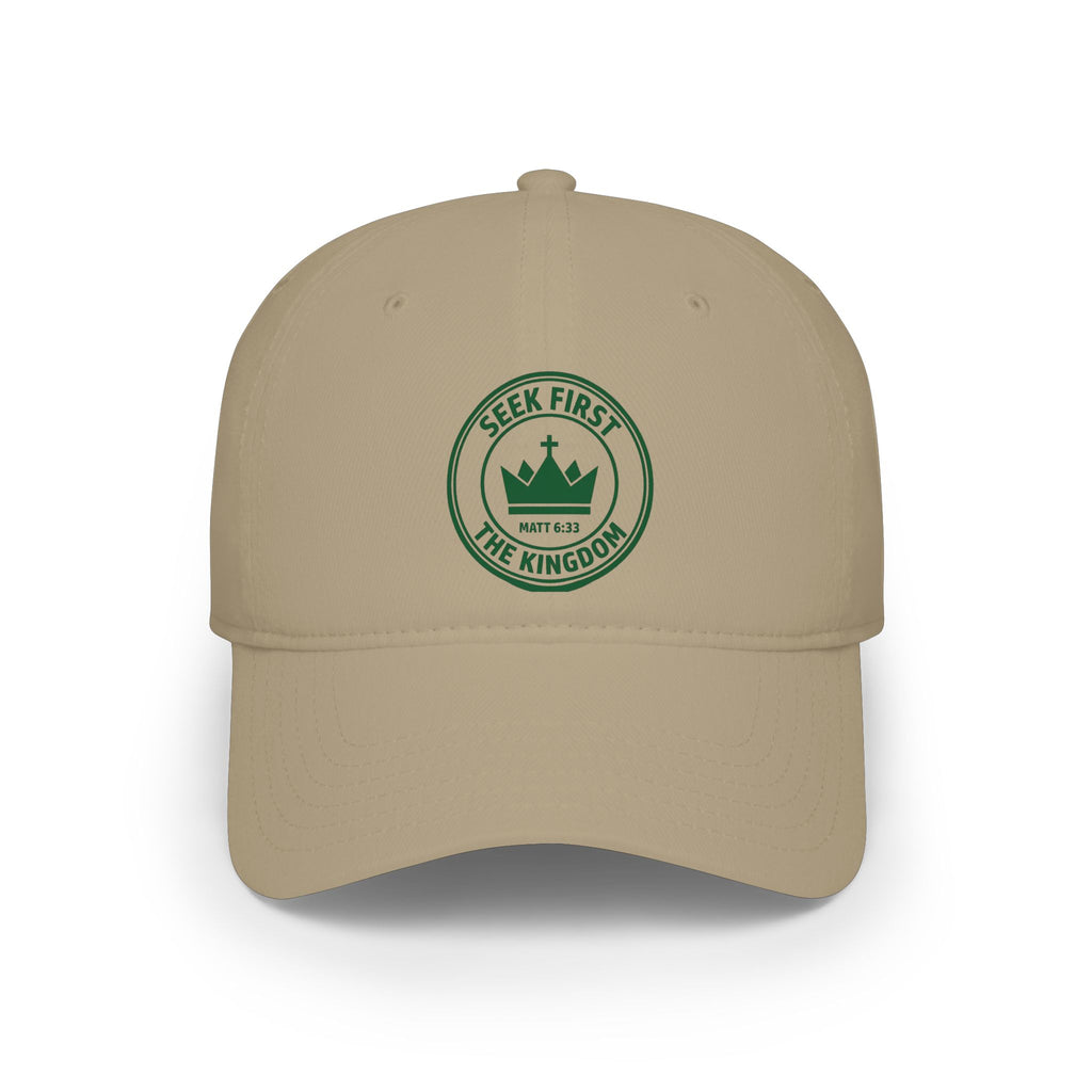 "Seek First the Kingdom" Low Profile Baseball Cap — Logo Embroidered Hat