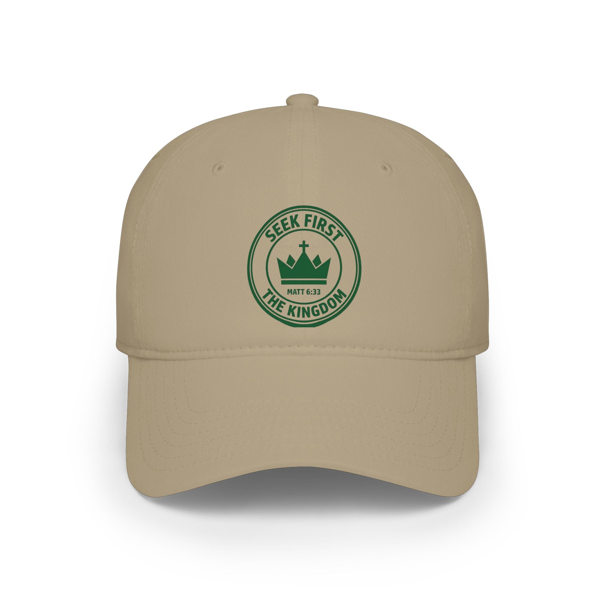 "Seek First the Kingdom" Low Profile Baseball Cap — Logo Embroidered Hat