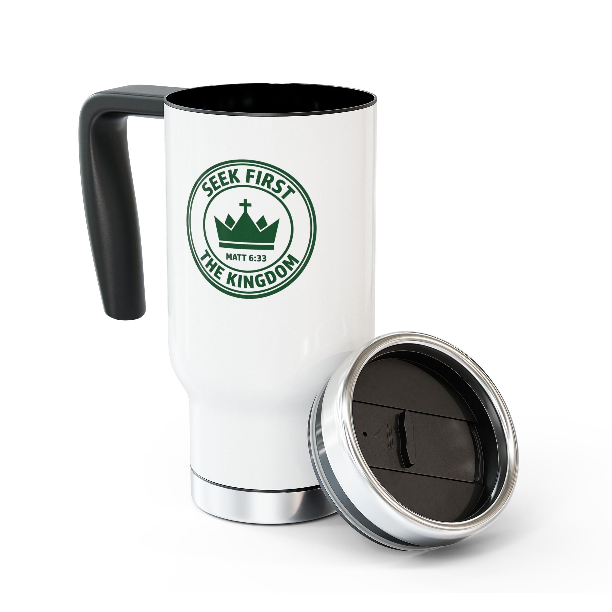 Seek First the Kingdom 14oz Stainless Steel Travel Mug with Handle
