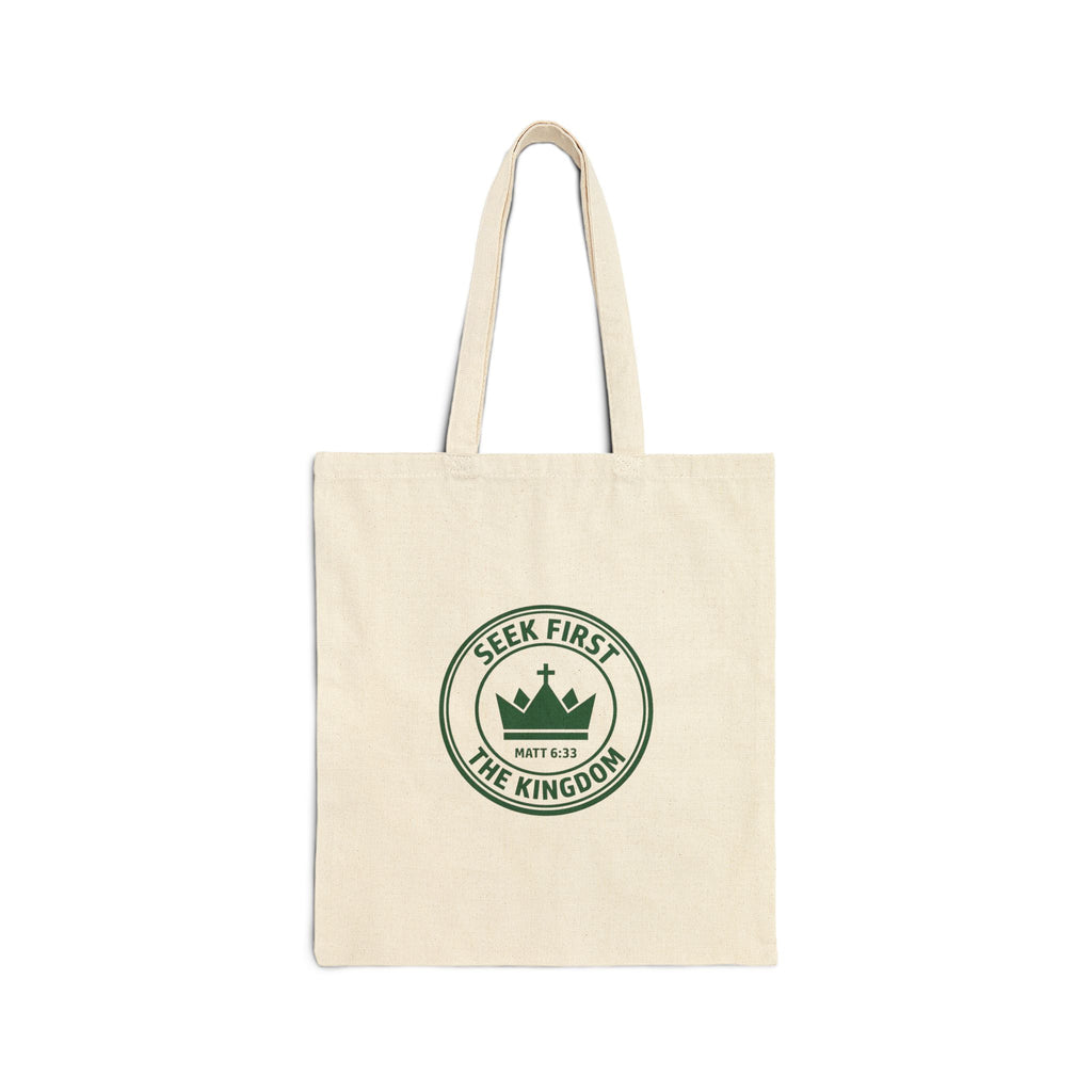Seek First the Kingdom Tote, Christian Streetwear, Vintage Athletic Crest