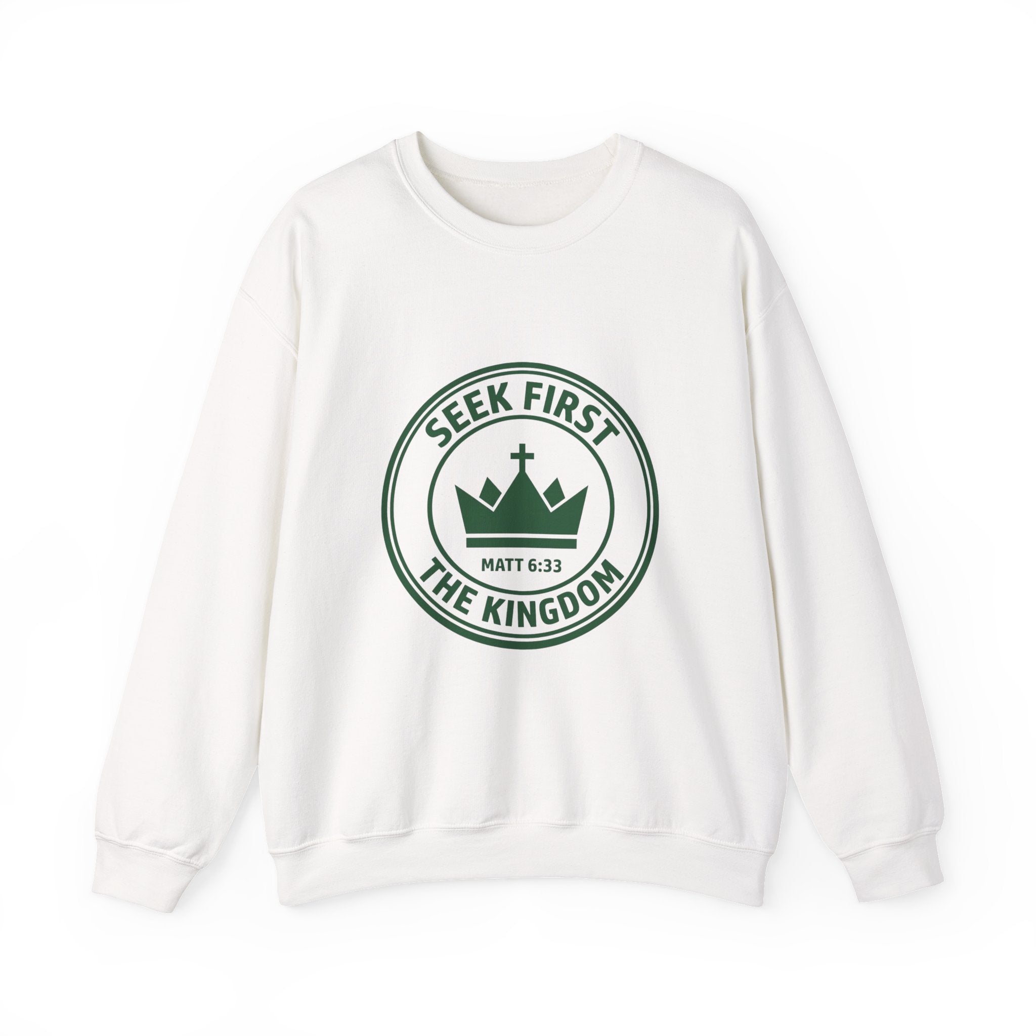Seek First the Kingdom Crewneck Sweatshirt | Christian Streetwear, Vintage Athletic Logo