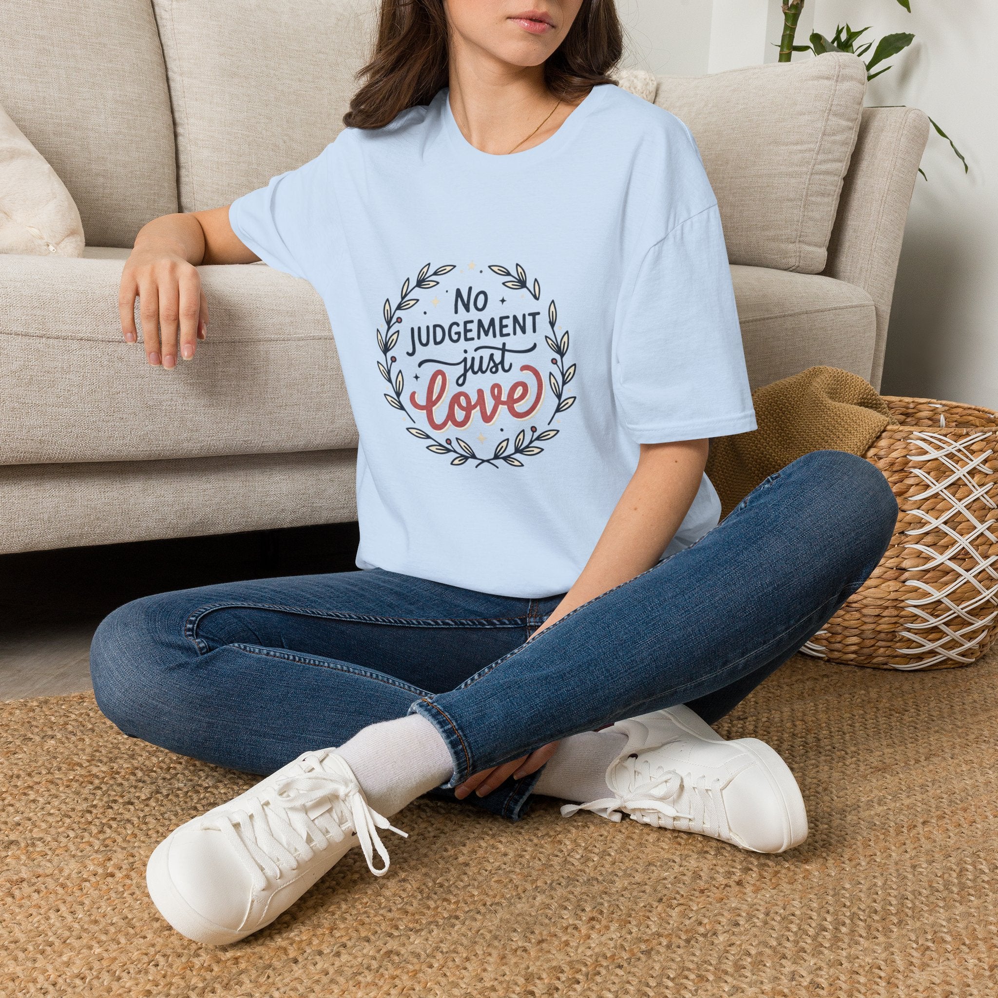 "No Judgment Just Love" Floral Laurel Tee