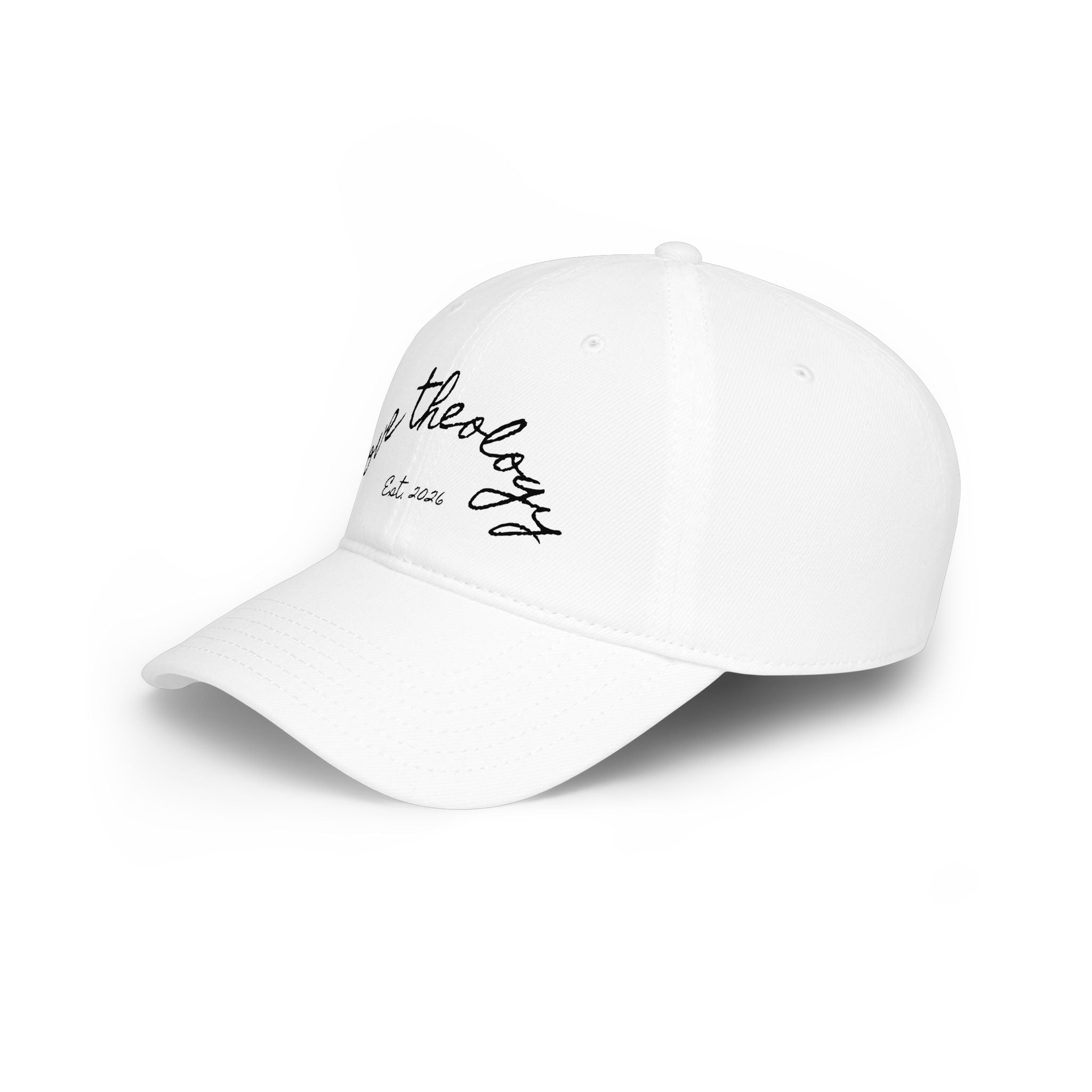 Love Theology Low Profile Cap — Script Embroidered 'Est. 2026' Baseball Hat