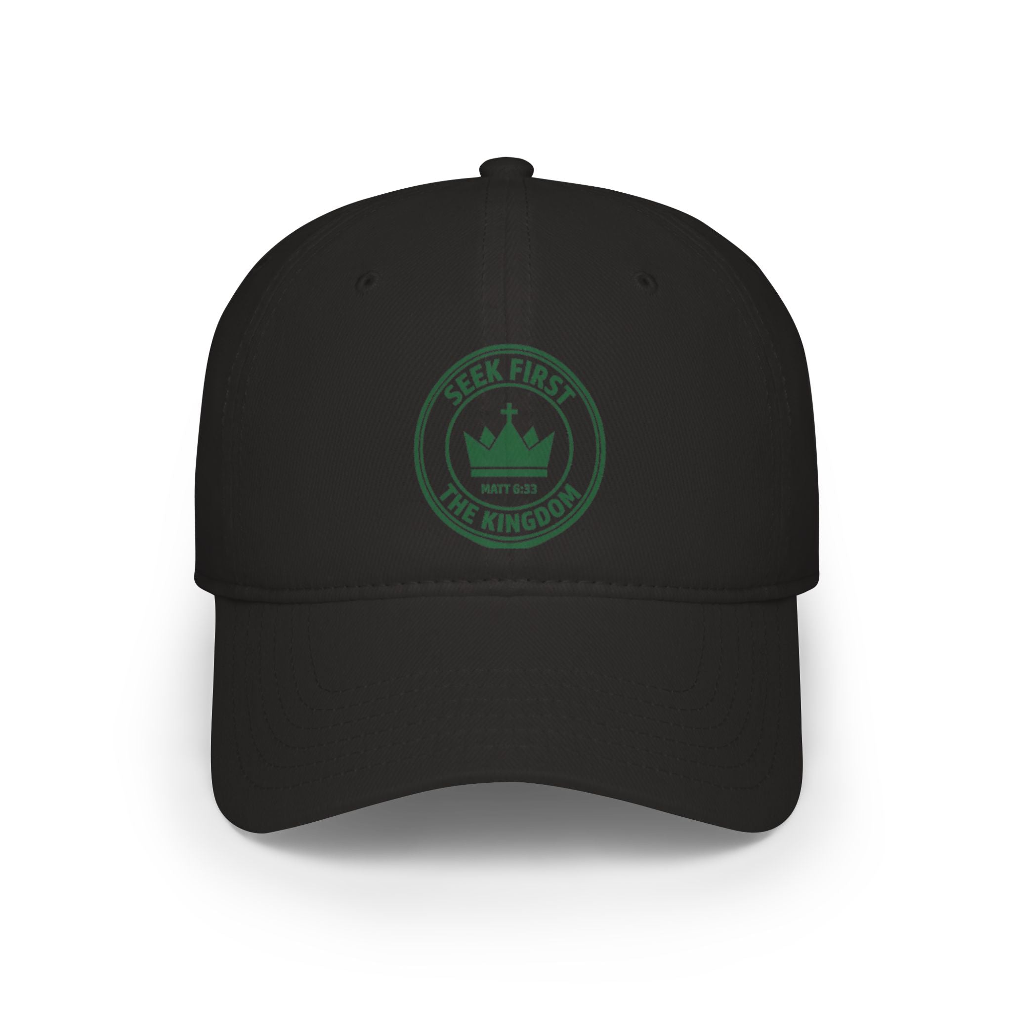 "Seek First the Kingdom" Low Profile Baseball Cap — Logo Embroidered Hat