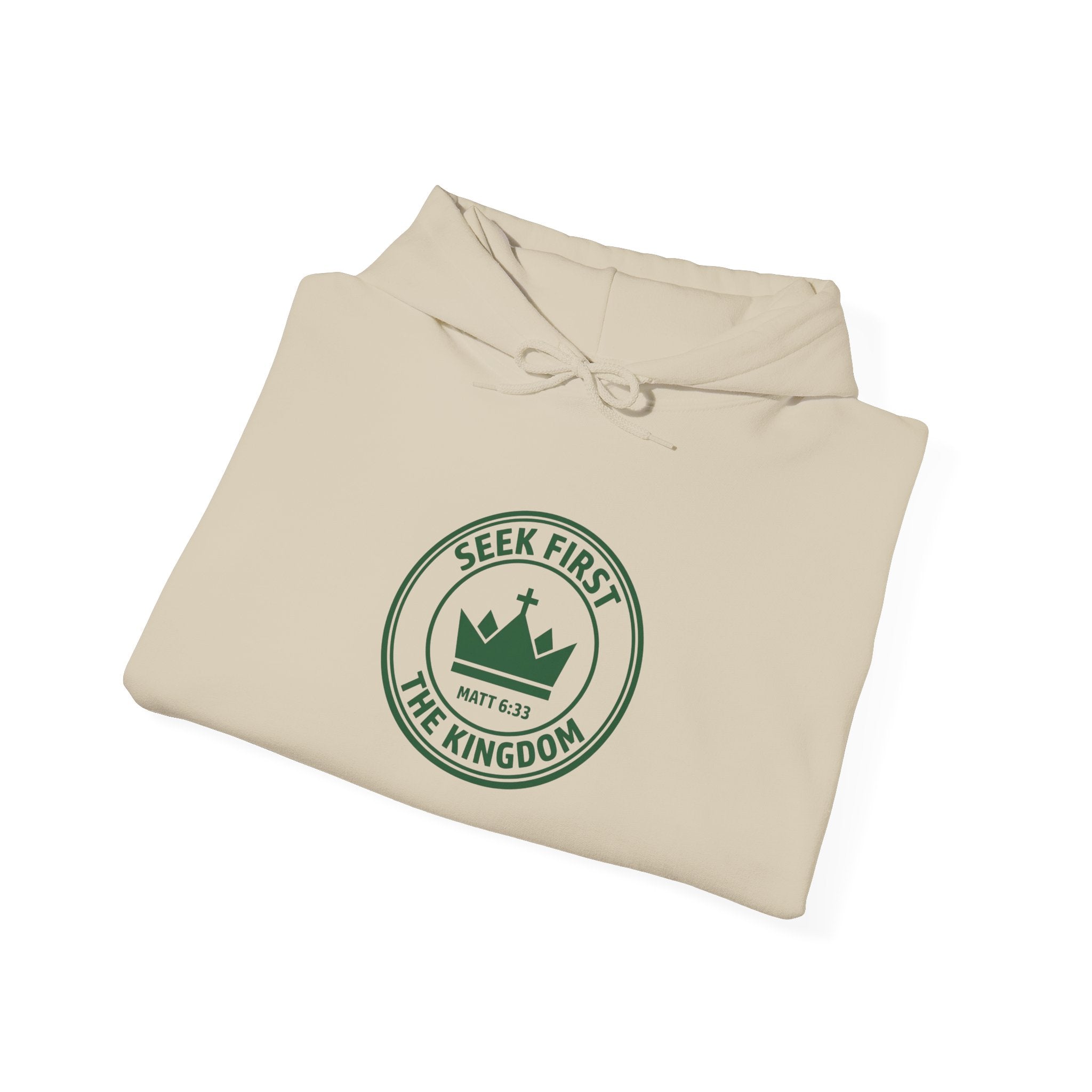 Seek First the Kingdom Hoodie | Christian streetwear, vintage-wash crest