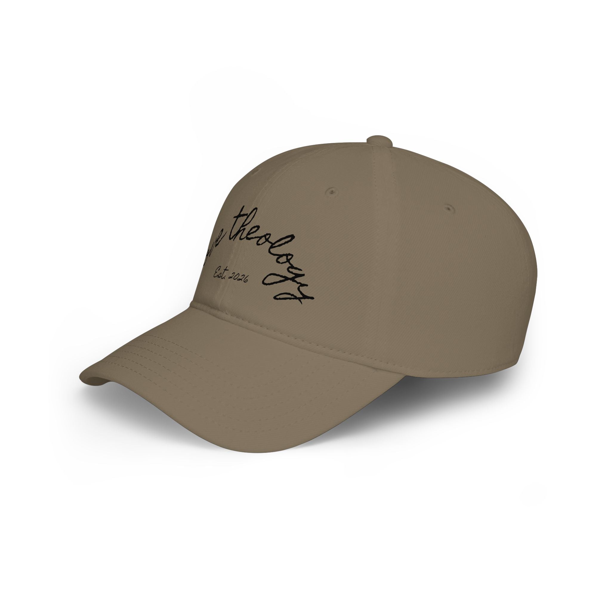Love Theology Low Profile Cap — Script Embroidered 'Est. 2026' Baseball Hat