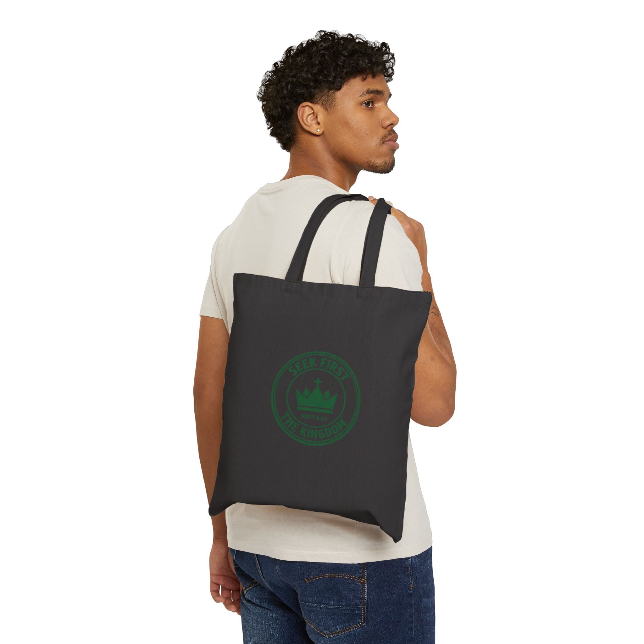 Seek First the Kingdom Tote, Christian Streetwear, Vintage Athletic Crest
