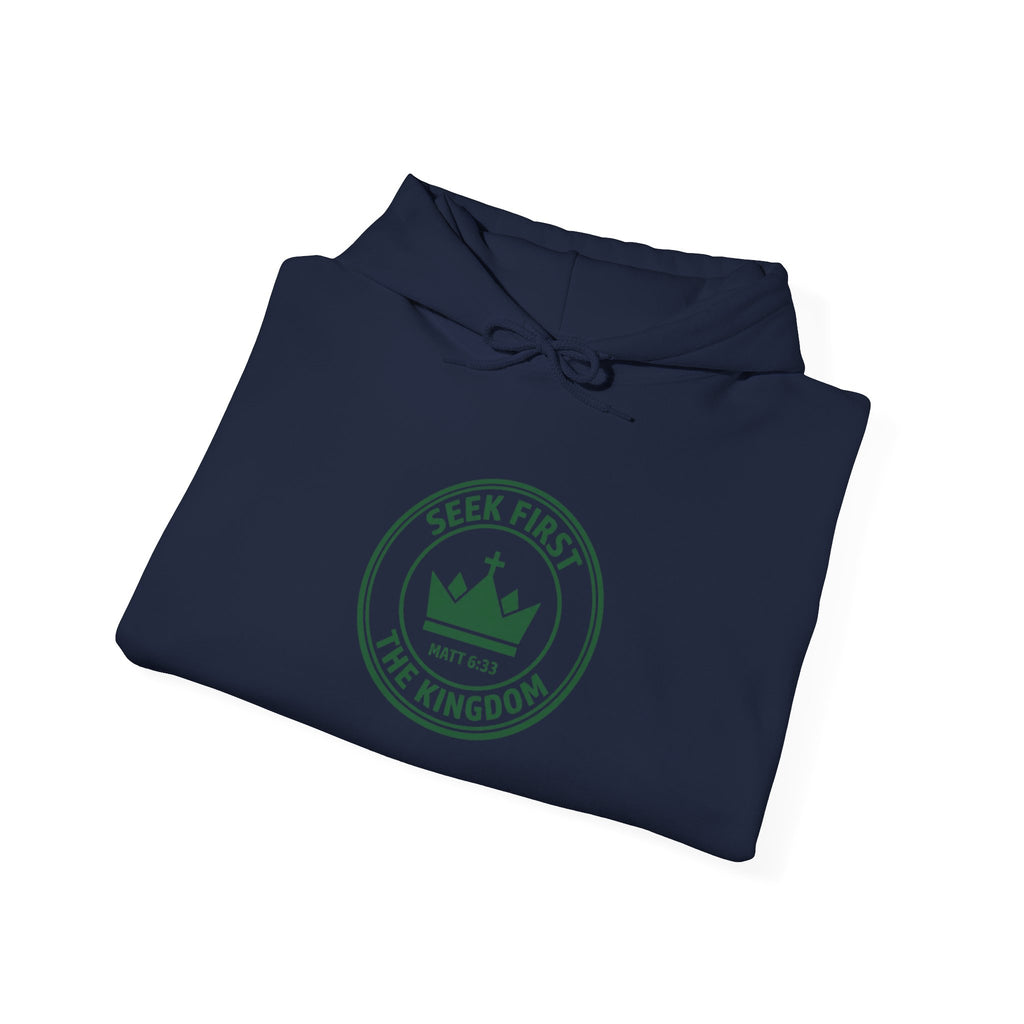 Seek First the Kingdom Hoodie | Christian streetwear, vintage-wash crest