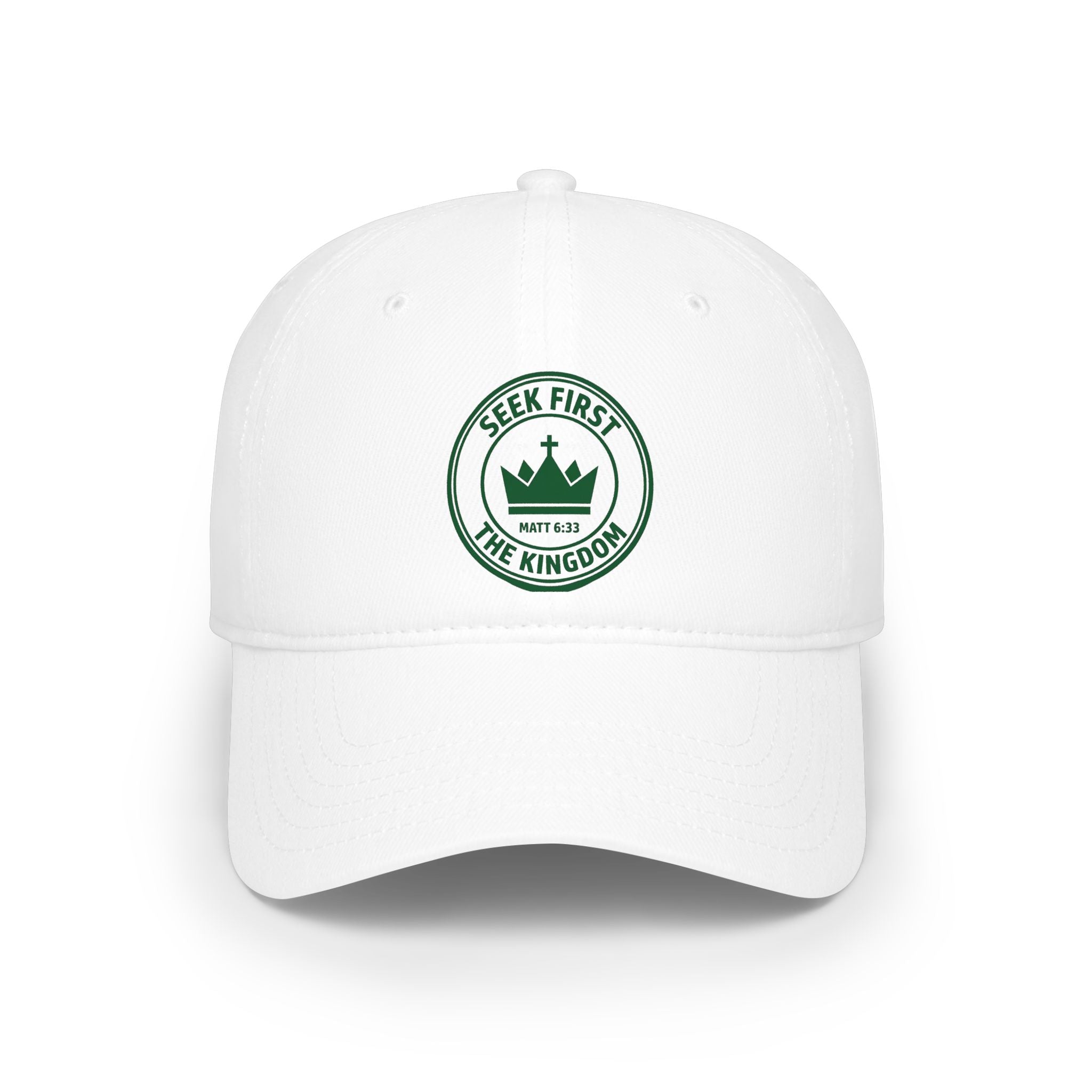 "Seek First the Kingdom" Low Profile Baseball Cap — Logo Embroidered Hat
