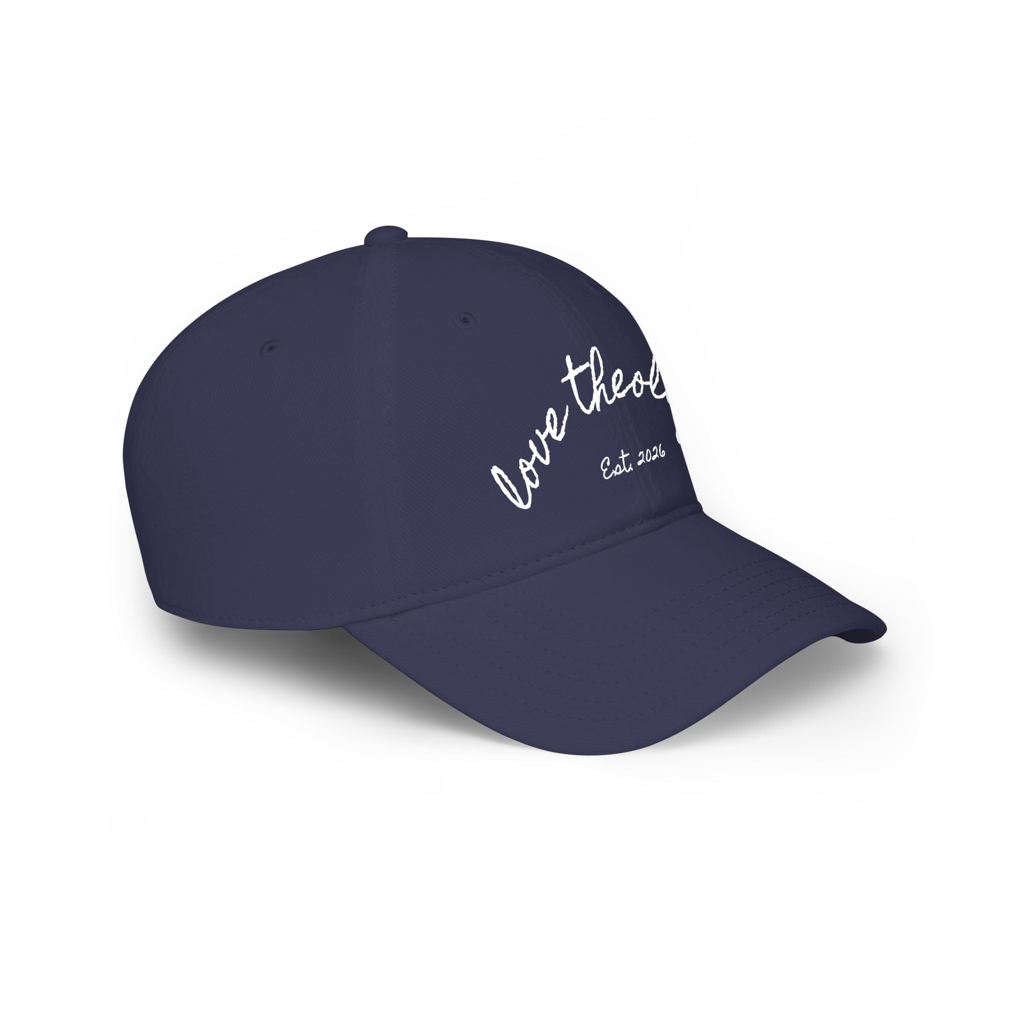 Love Theology Low Profile Cap — Script Embroidered 'Est. 2026' Baseball Hat