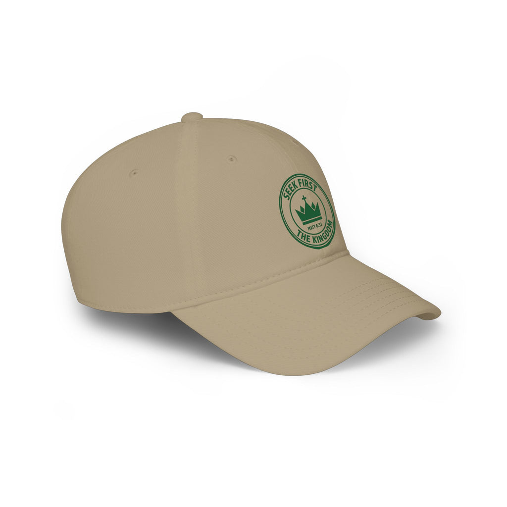 "Seek First the Kingdom" Low Profile Baseball Cap — Logo Embroidered Hat