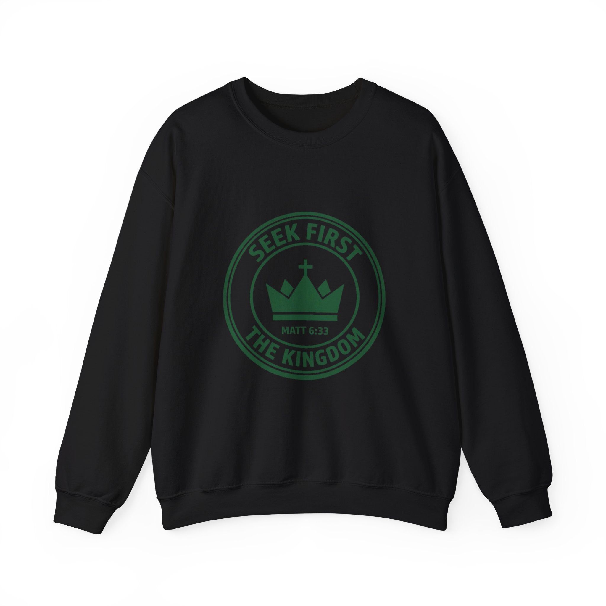 Seek First the Kingdom Crewneck Sweatshirt | Christian Streetwear, Vintage Athletic Logo
