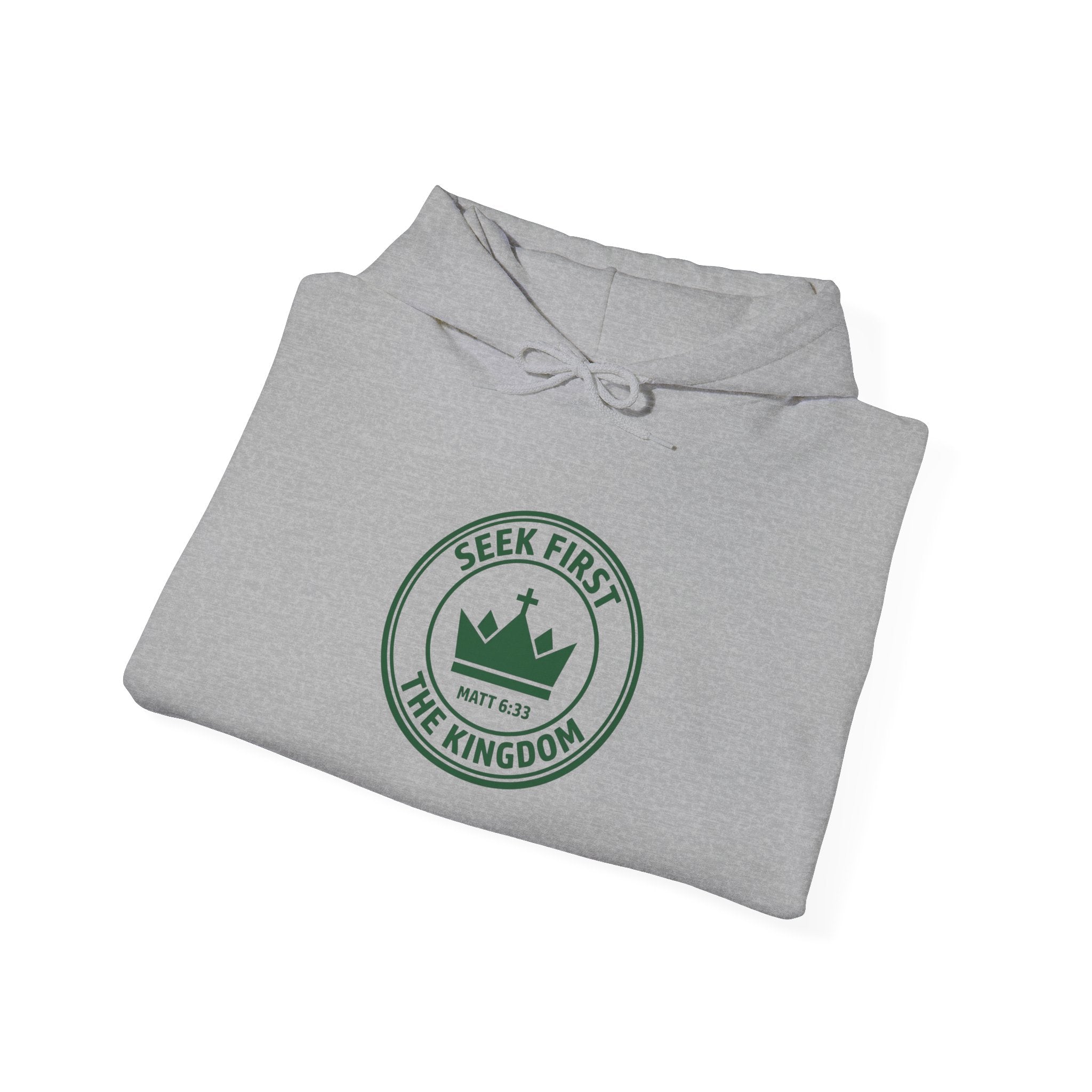 Seek First the Kingdom Hoodie | Christian streetwear, vintage-wash crest