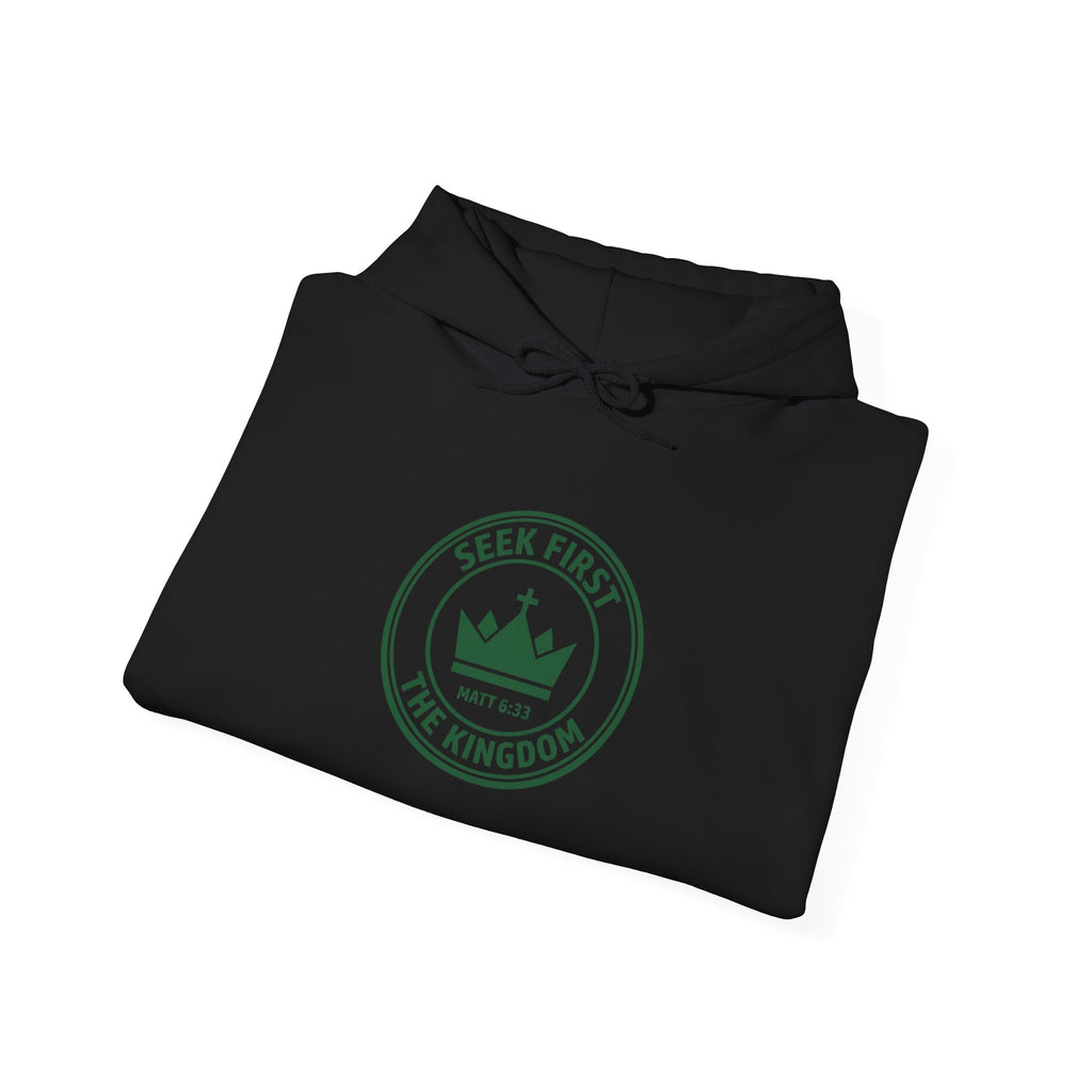 Seek First the Kingdom Hoodie | Christian streetwear, vintage-wash crest