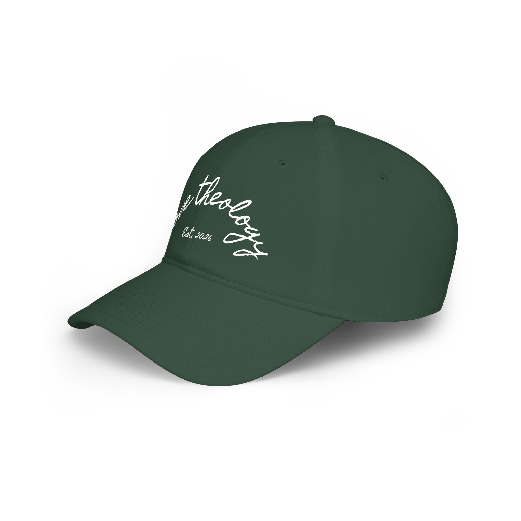Love Theology Low Profile Cap — Script Embroidered 'Est. 2026' Baseball Hat