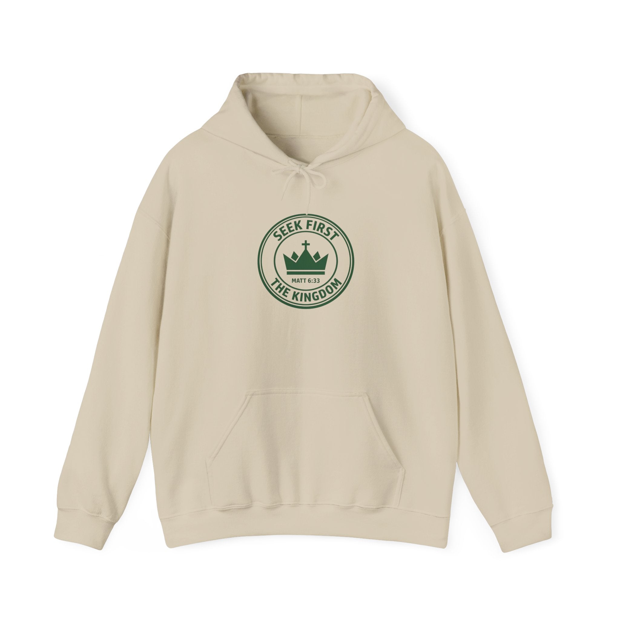 Seek First the Kingdom Hoodie | Christian streetwear, vintage-wash crest