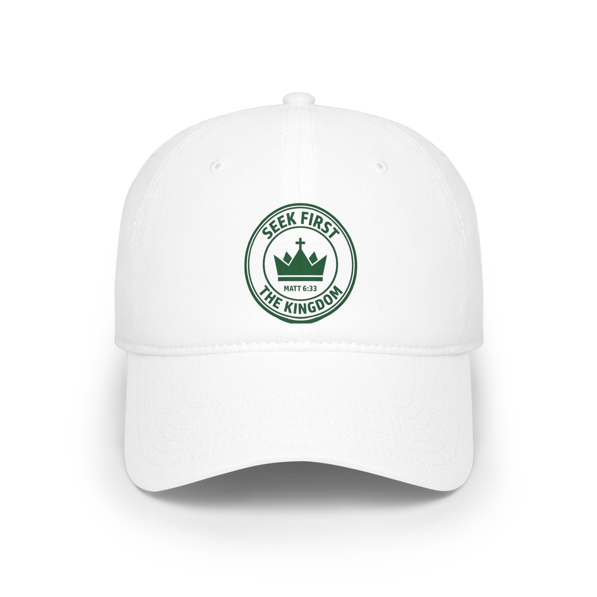 "Seek First the Kingdom" Low Profile Baseball Cap — Logo Embroidered Hat