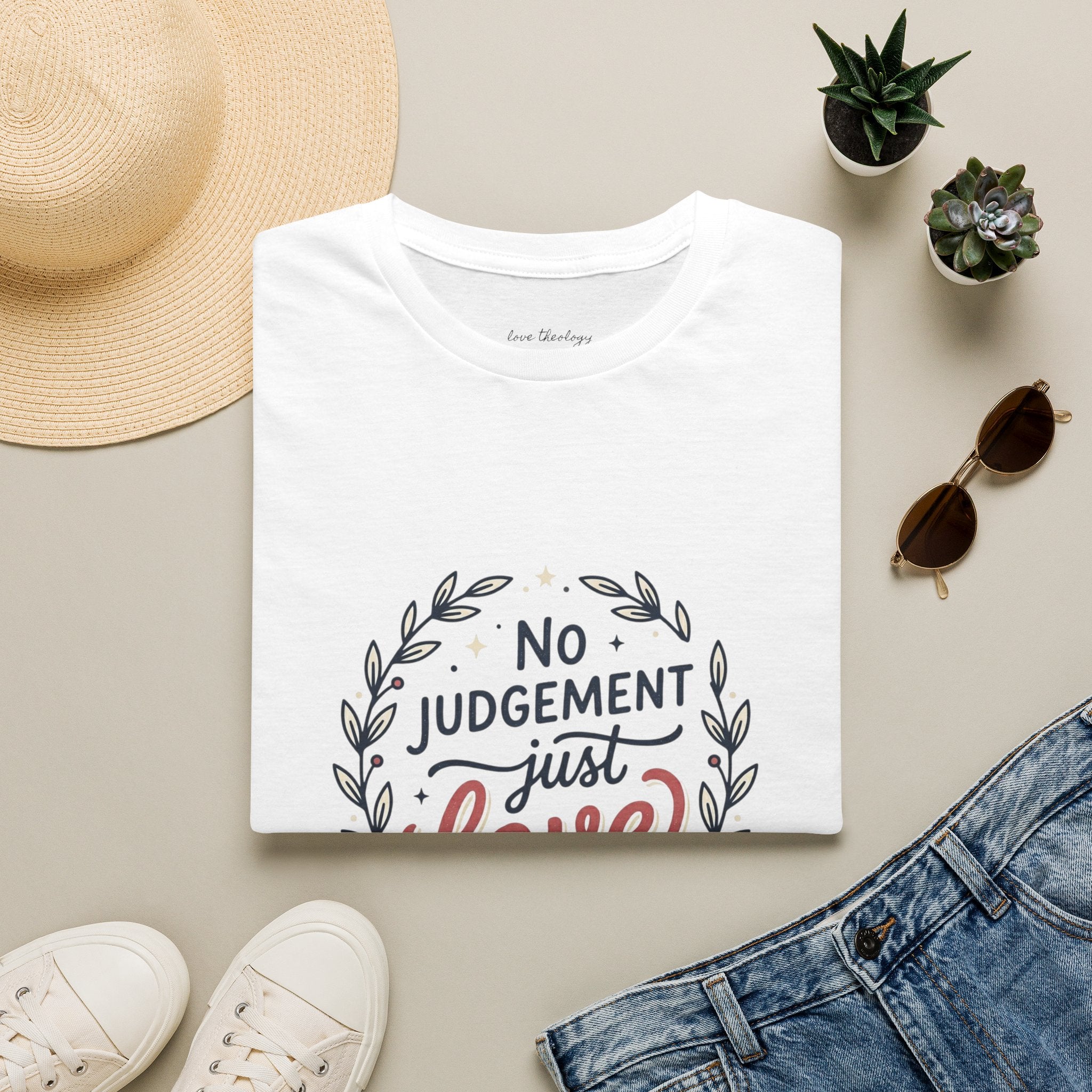 "No Judgment Just Love" Floral Laurel Tee