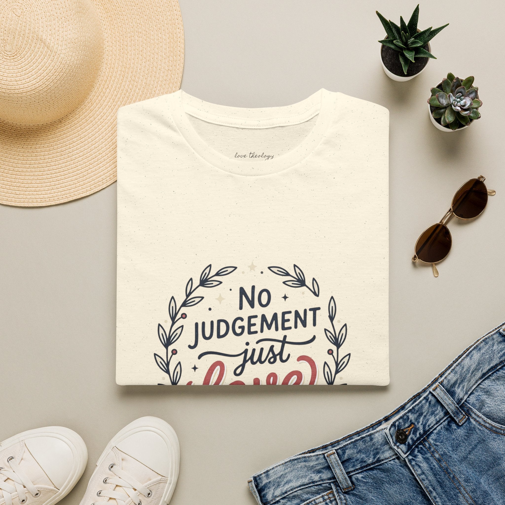 "No Judgment Just Love" Floral Laurel Tee